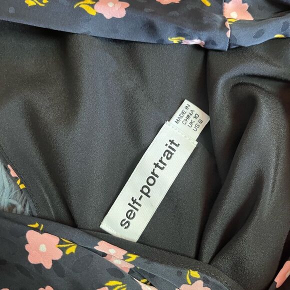 SELF-PORTRAIT Twisted Floral-print Satin-jacquard Maxi Dress Size 6 - Picture 6 of 9